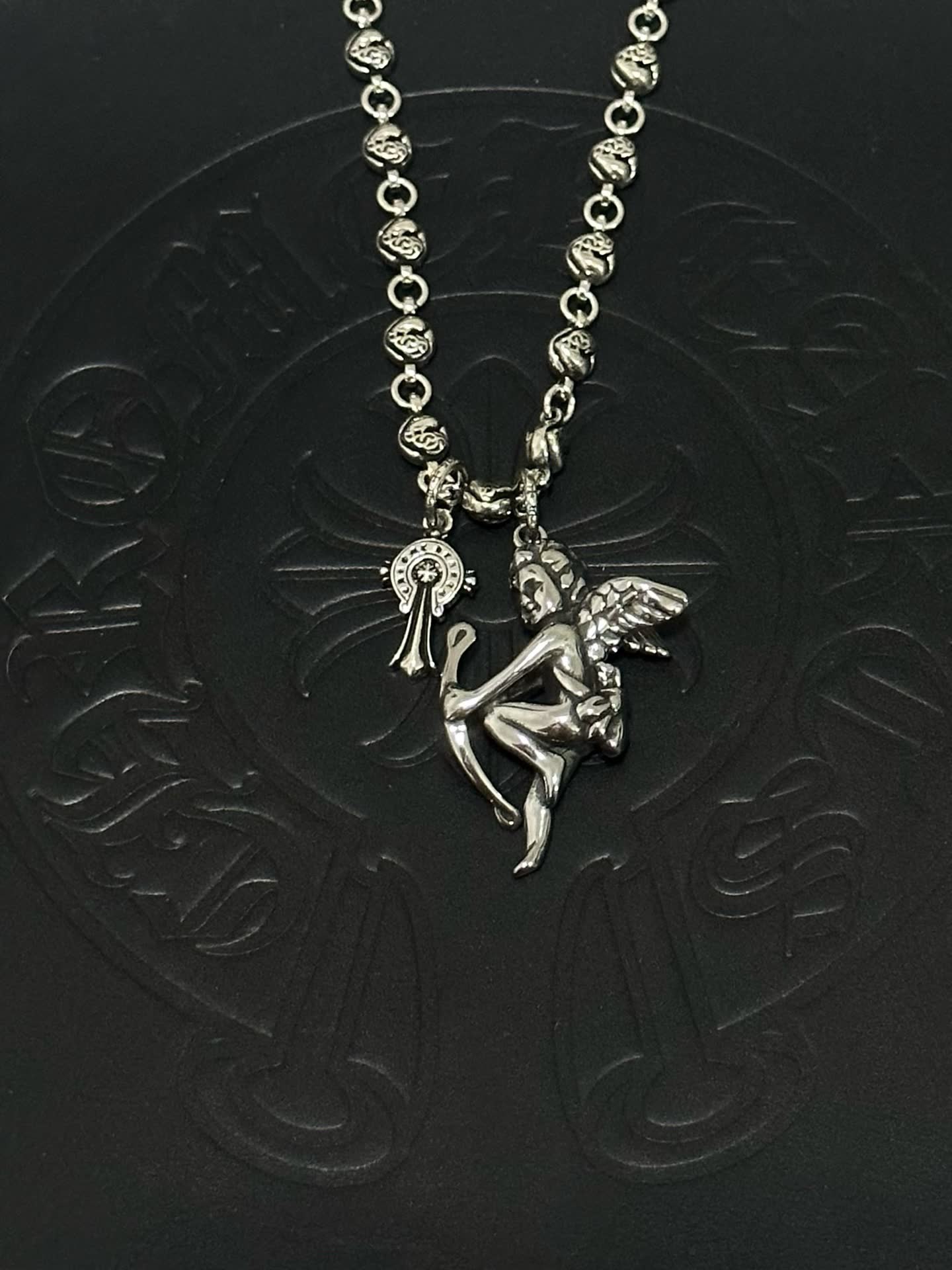 Chrome Hearts Silver Cupid Charm Necklace